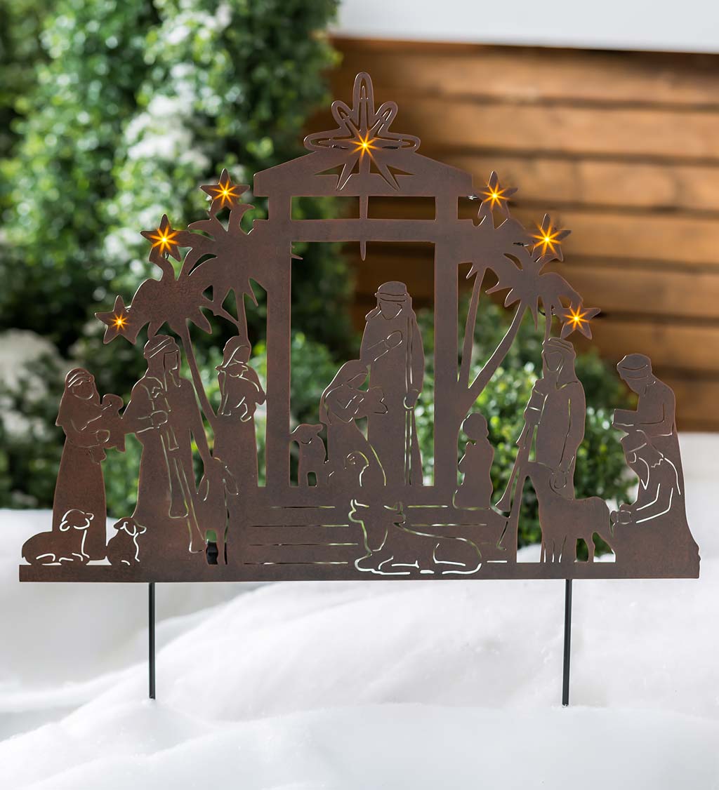 Nativity Silhouette Solar Garden Stake