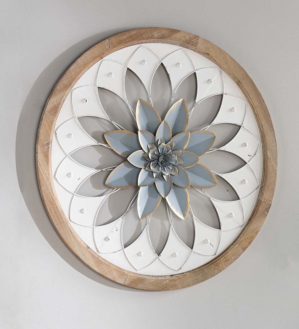 Floral Wall Art Crafted Of Wood And Metal