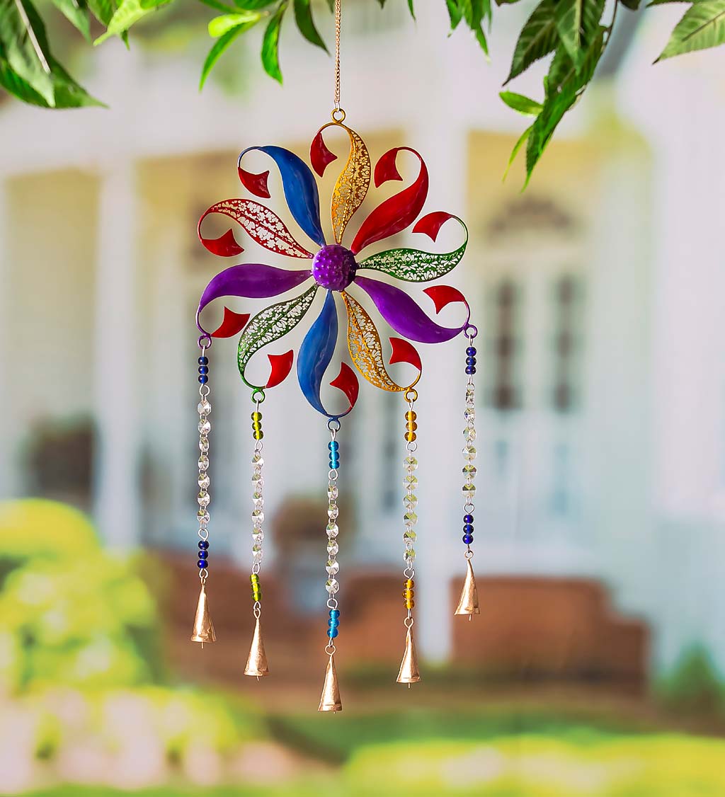 Multi-Colored Flower Metal Bell Chime