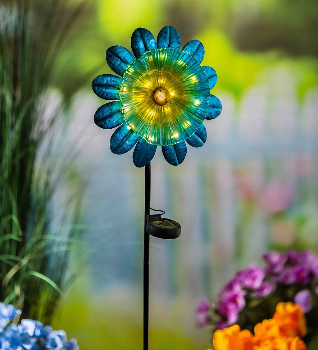 Solar Art Glass Flower Garden Stake