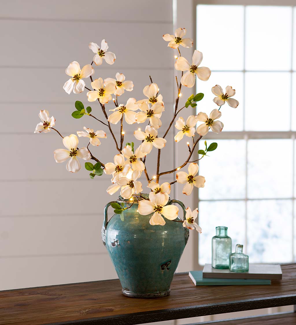 Indoor/Outdoor Lighted Dogwood Tree Branches, Set of 2