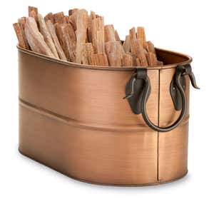 Small Copper Finished Firewood Bucket With 5 lbs. Fatwood