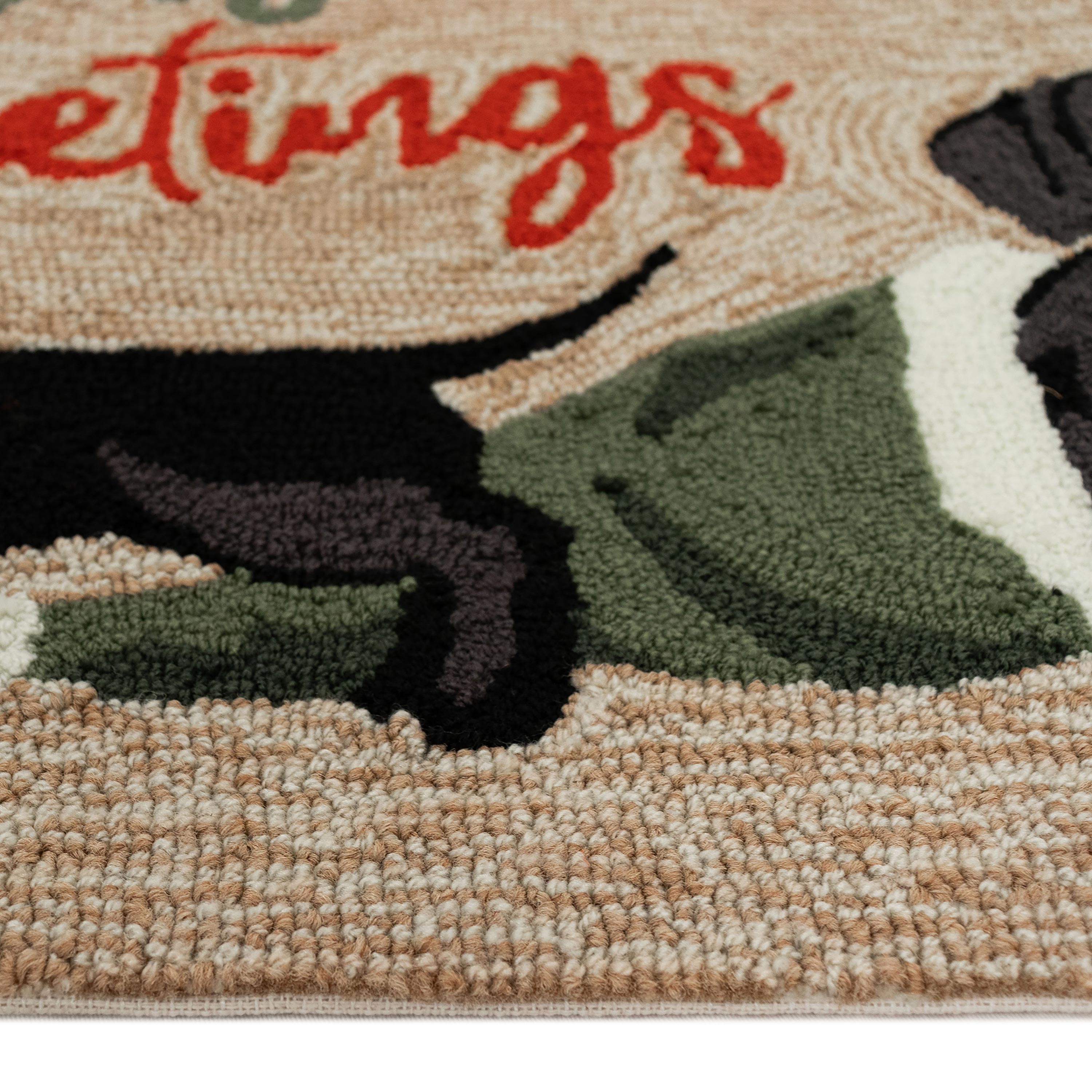 Indoor/Outdoor Hand-Hooked Christmas Dachshunds Accent Rug