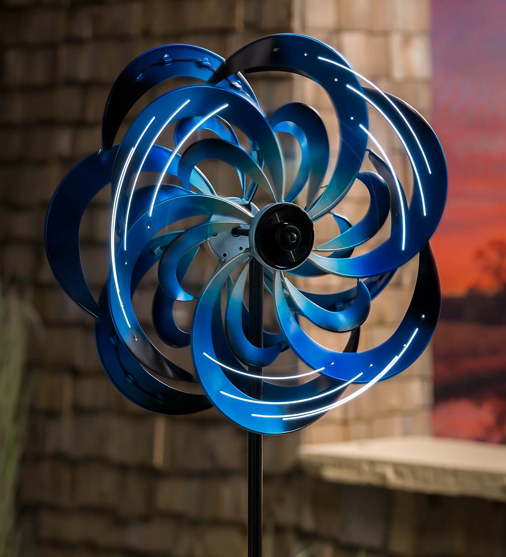 Solar Blue Waves Metal Wind Spinner