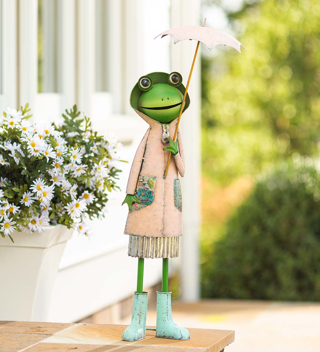 Metal Storybook Frog Garden Statue