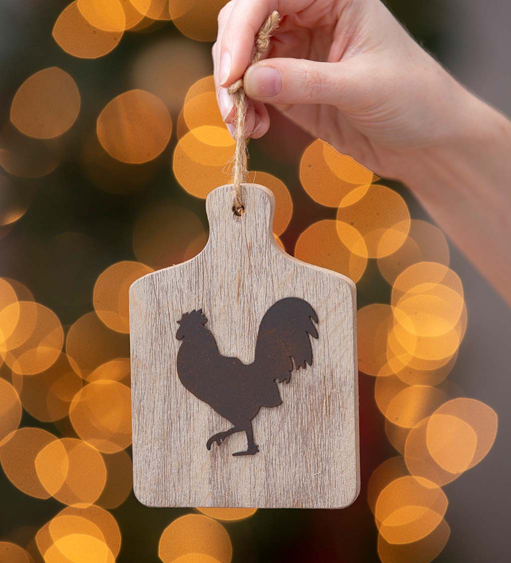 Wooden Cutting Board Christmas Tree Ornaments, Set of 2