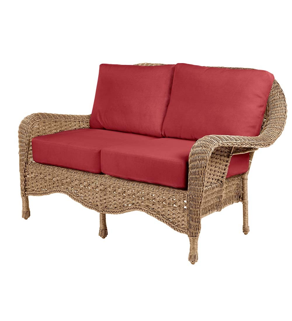 Prospect Hill Outdoor Wicker Deep Seating Love Seat with Cushions swatch image