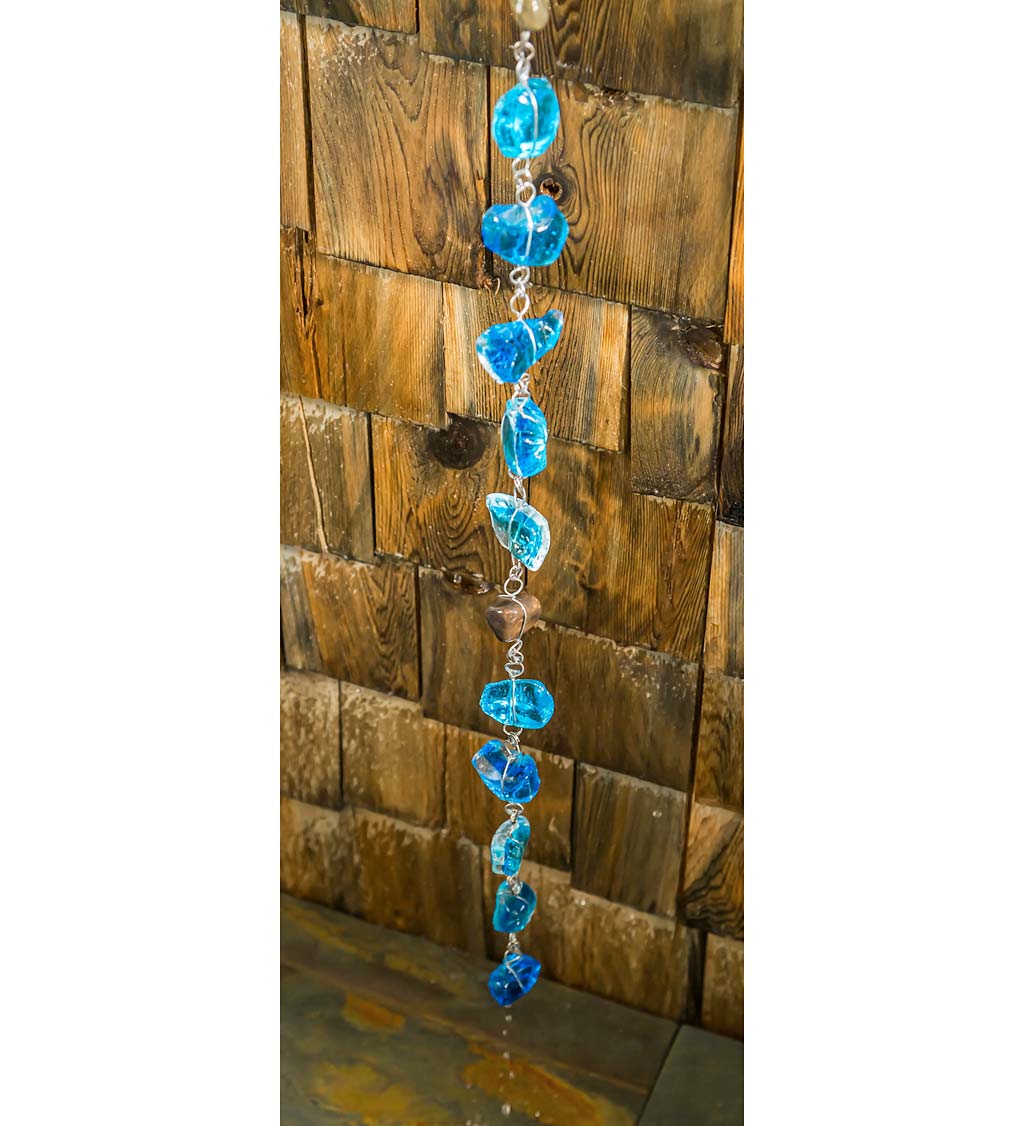 Blue Glass Rain Chain