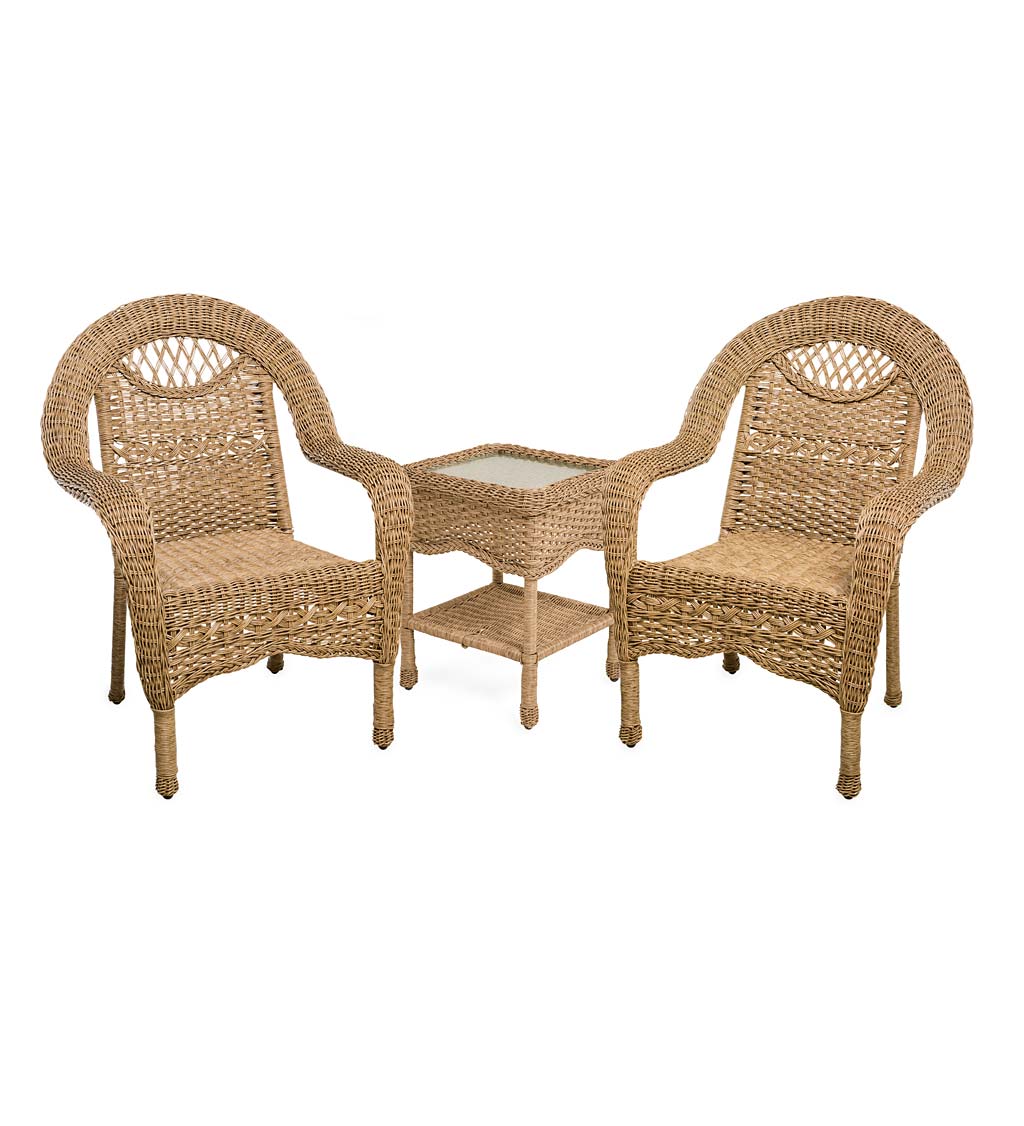 Prospect Hill Wicker Set of Two Chairs and End Table