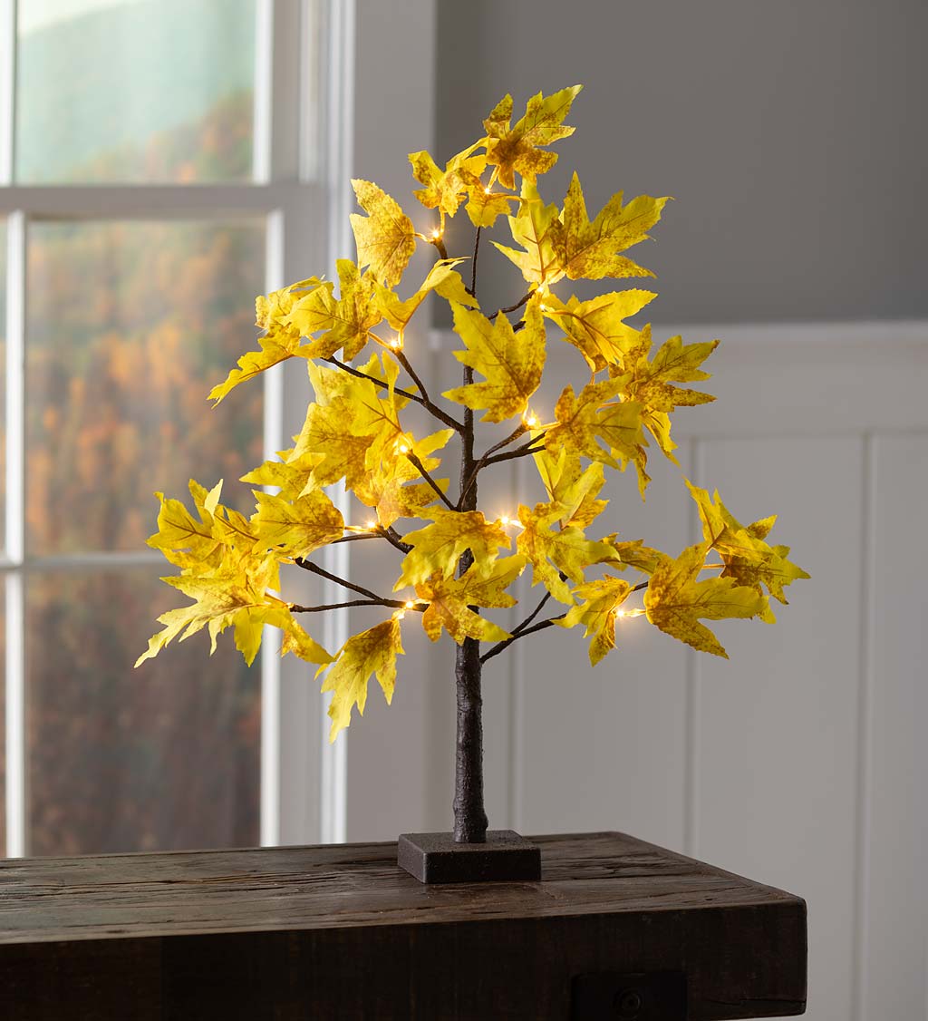 Indoor/Outdoor Lighted Tabletop Golden Sugar Maple Tree with 20 Lights