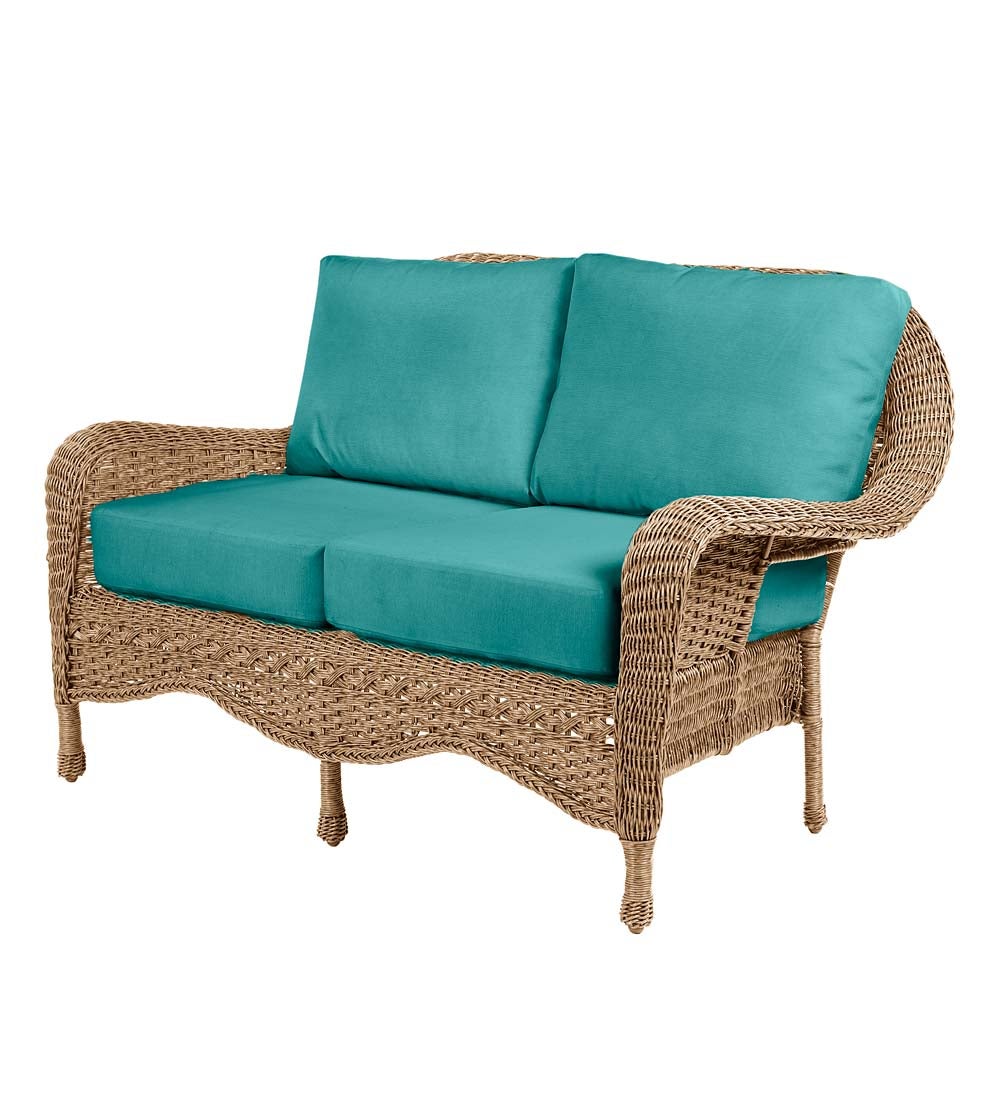 Prospect Hill Outdoor Wicker Deep Seating Love Seat with Cushions swatch image
