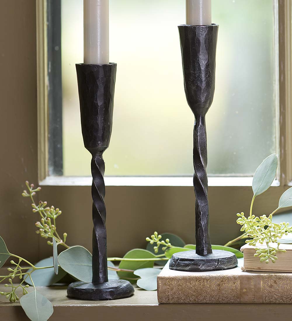 Twisted Candlestick in Hand-Forged Iron