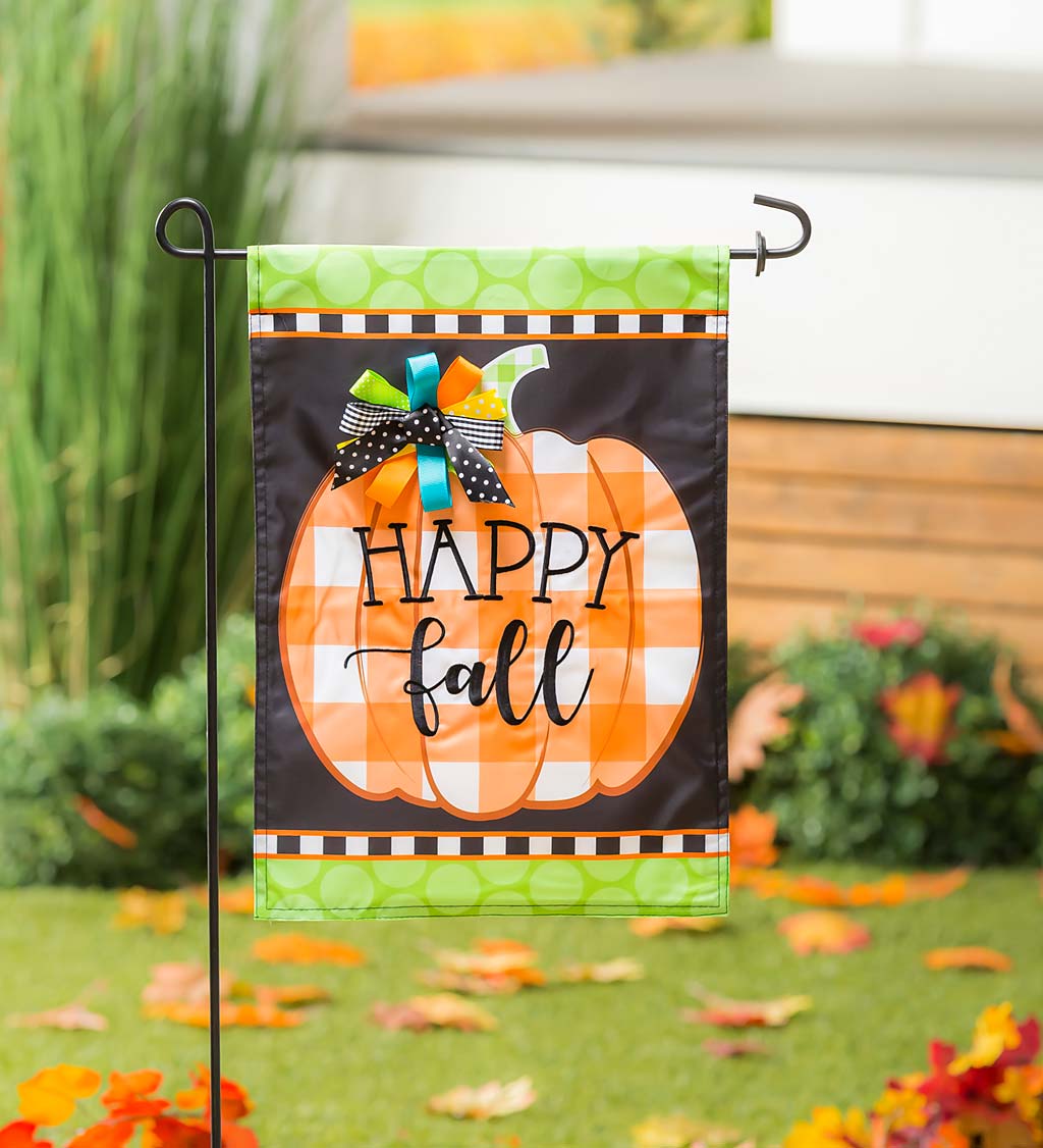 Happy Fall Pumpkin Applique Garden Flag