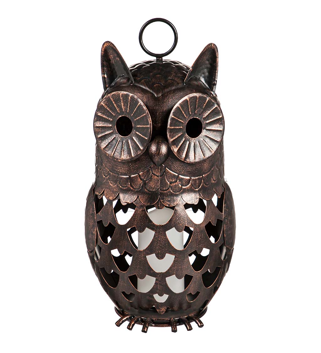Crafted Metal LED Owl Lantern