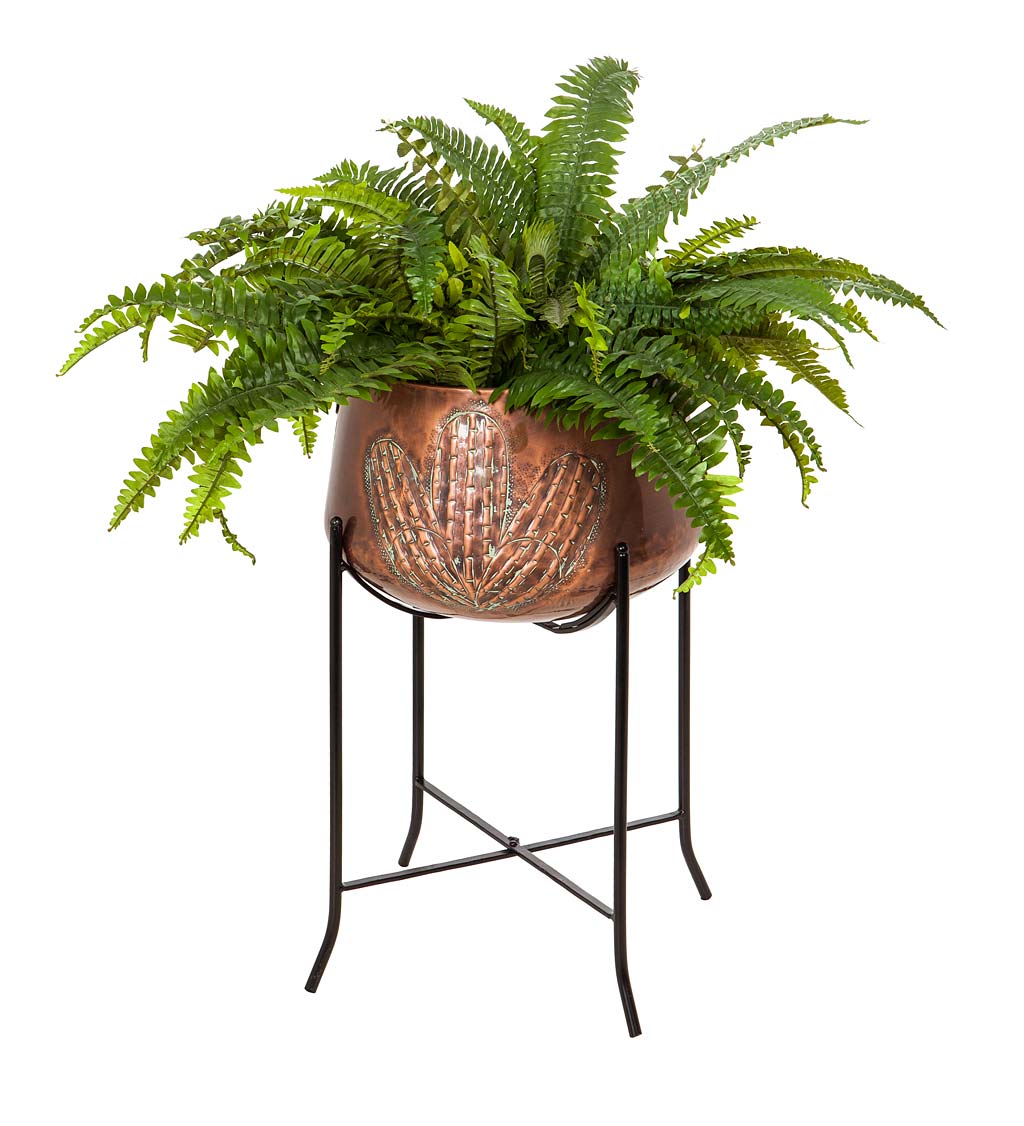 Copper and Verdigris Metal Cactus Planter with Stand