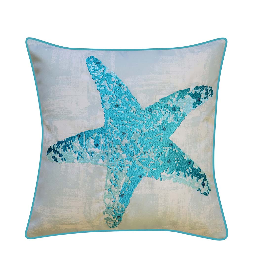 Indoor/Outdoor Starfish Pillow with Embroidery