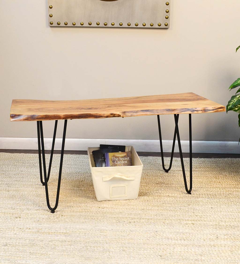 Live Edge Acacia Wood Bench/Table with Hairpin Legs