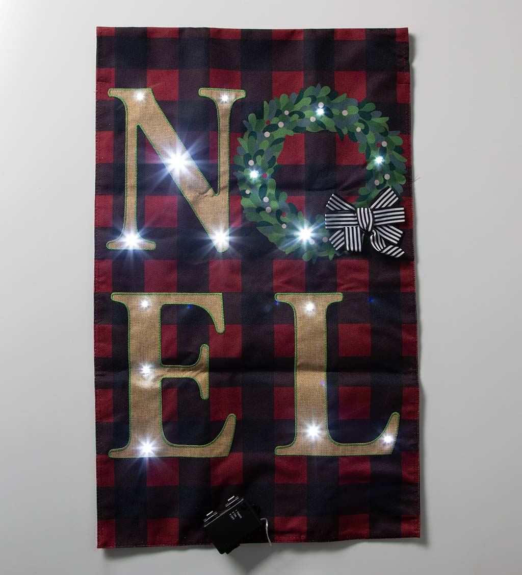 Lighted Noel Buffalo Plaid Christmas House Flag