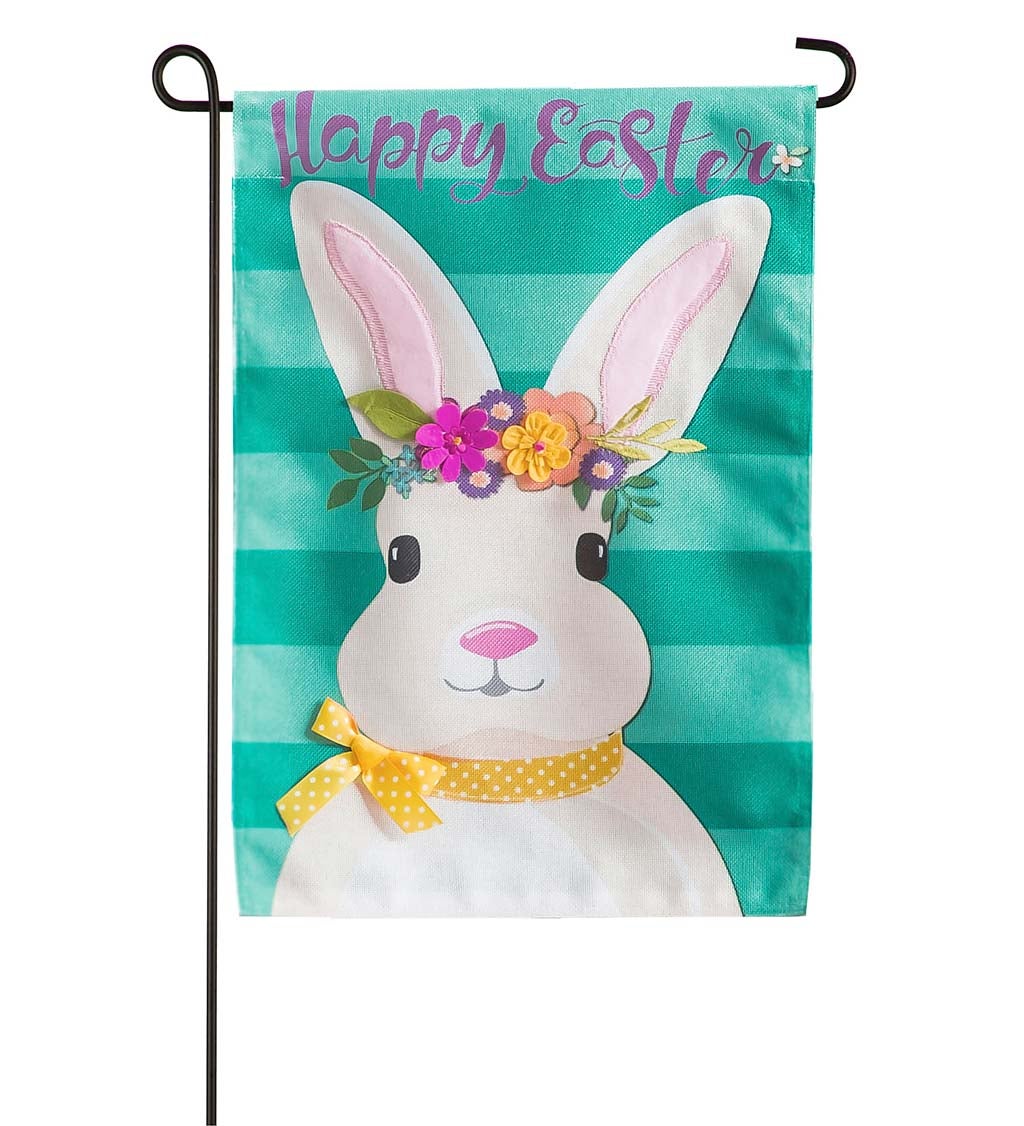 Easter Bunny Burlap Garden Flag