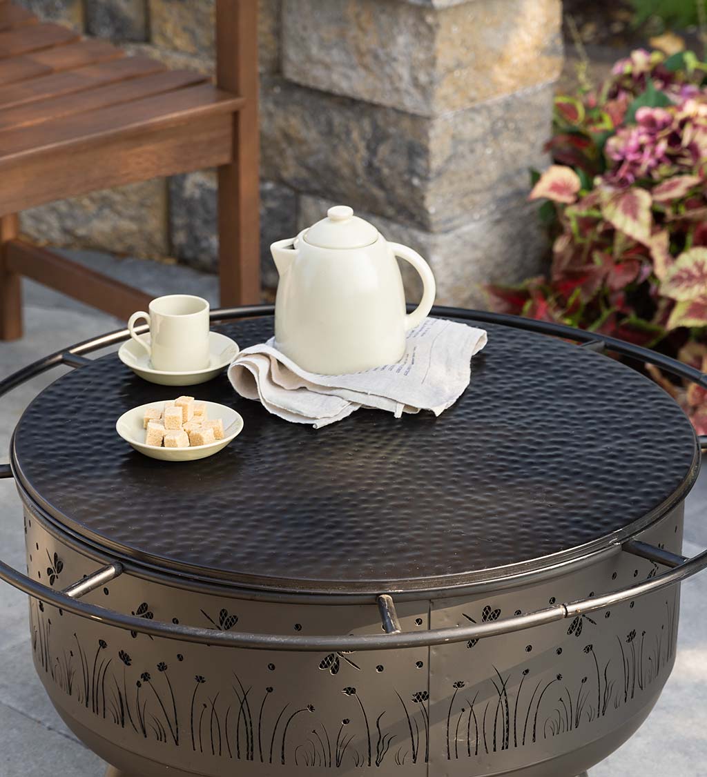 Hammered Metal Fire Pit Cover
