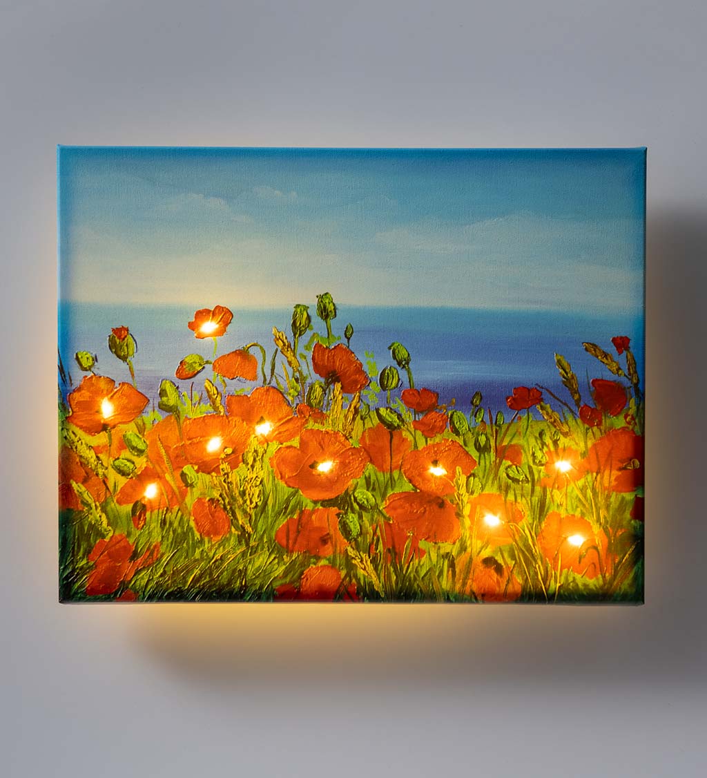 Lighted Poppies Outdoor Safe Canvas Wall Art With Timer