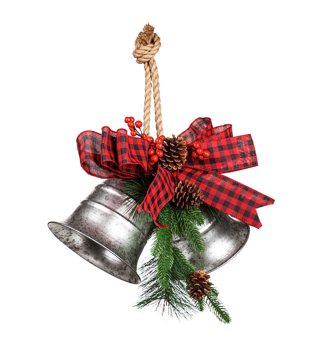 Large Jingle Bells Decoration with Holiday Bow | PlowHearth