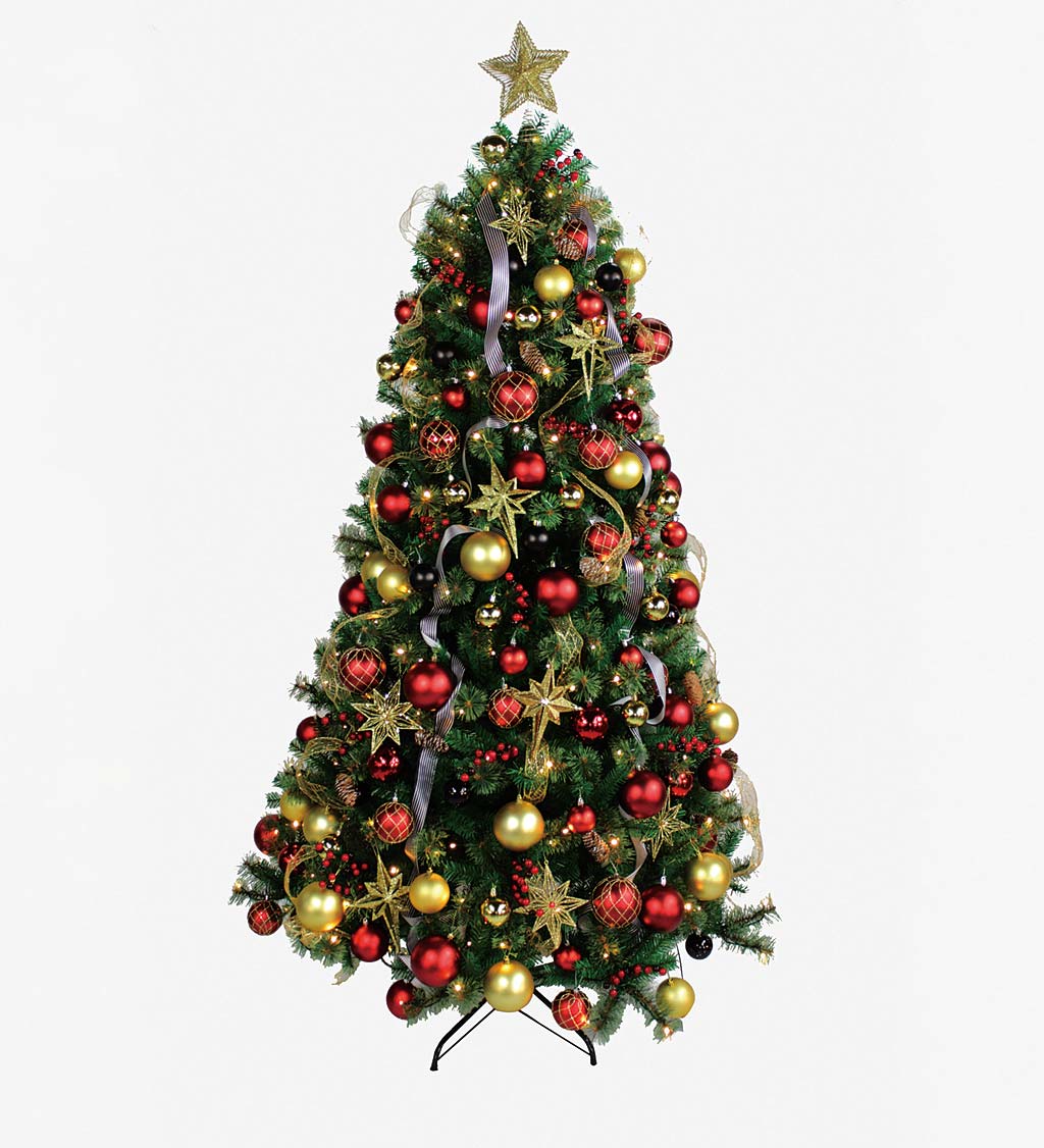 Complete Christmas Tree-In-A-Box Kit with Lights, Decorations and Storage Bag
