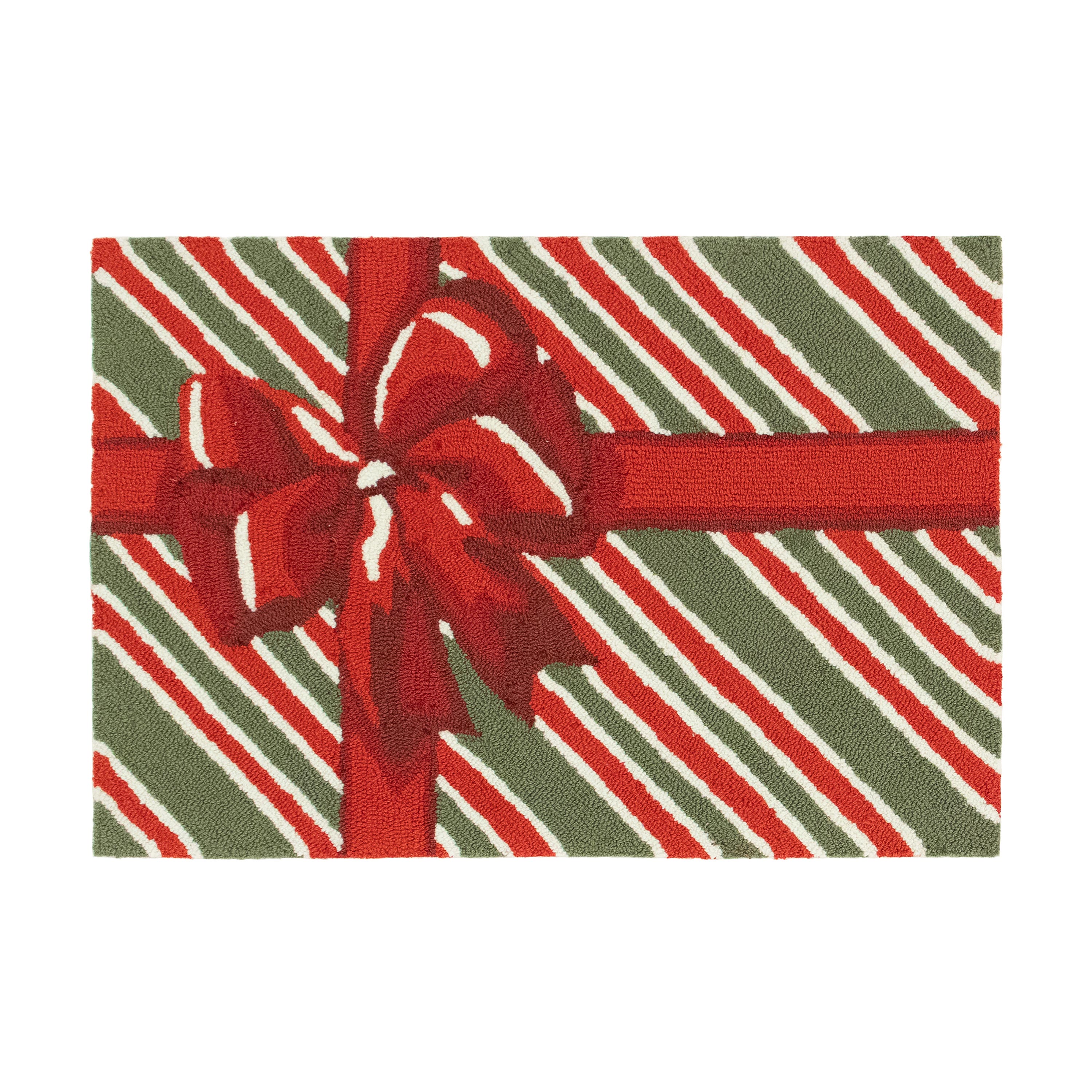 Indoor/Outdoor Hand-Hooked Christmas Gift Accent Rug