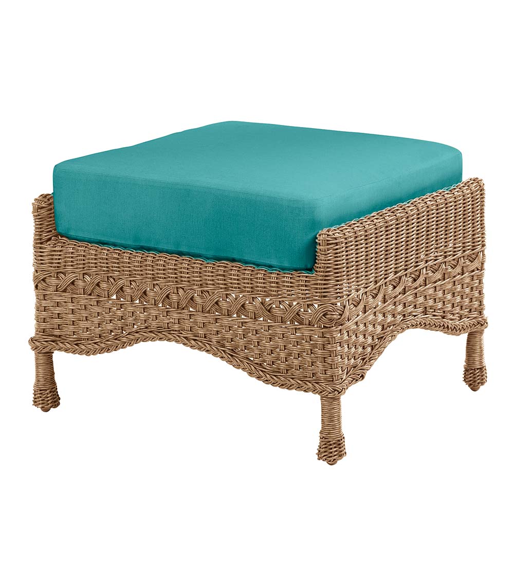 Prospect Hill Outdoor Wicker Deep Seating Ottoman with Cushion swatch image