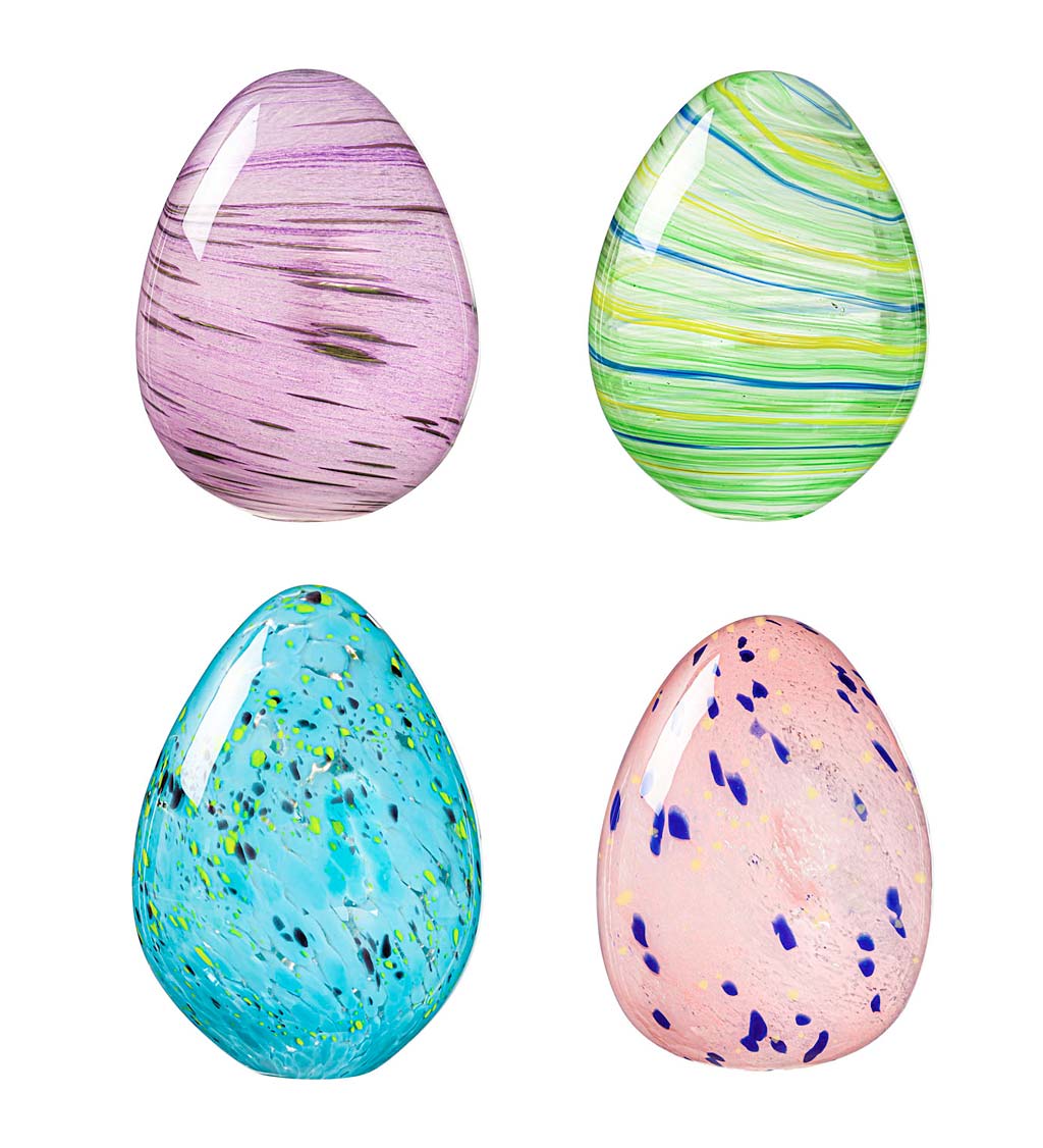 Colorful Glass Easter Eggs, Set of 4