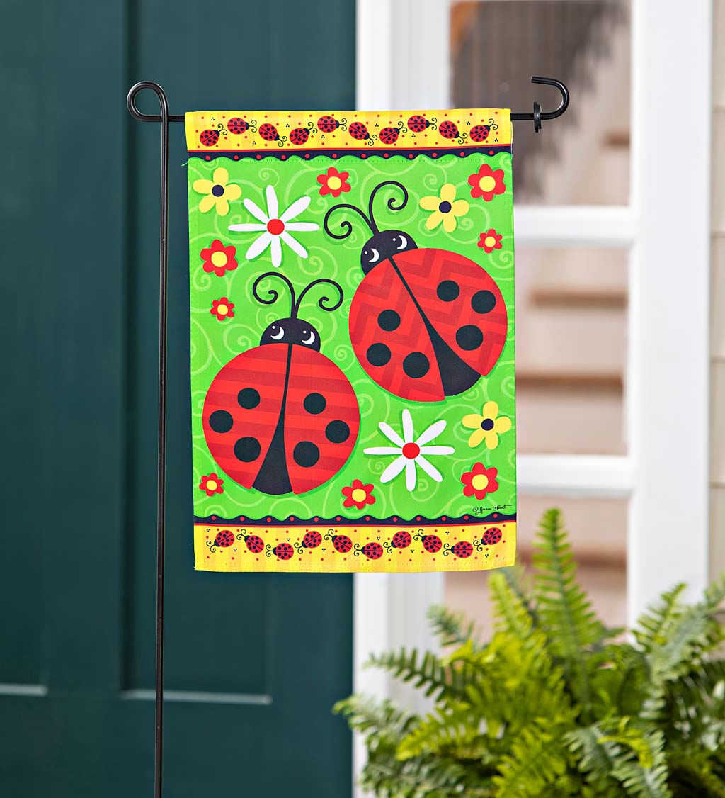 Ladybug Pair Garden Suede Flag