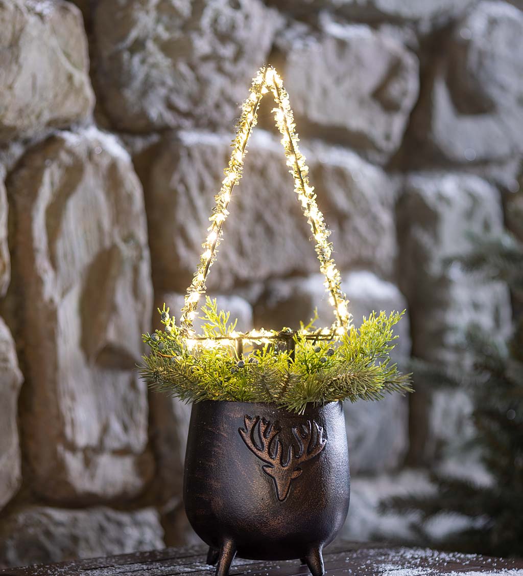 Indoor/Outdoor Lighted Frosted Greens Mini Holiday Tree