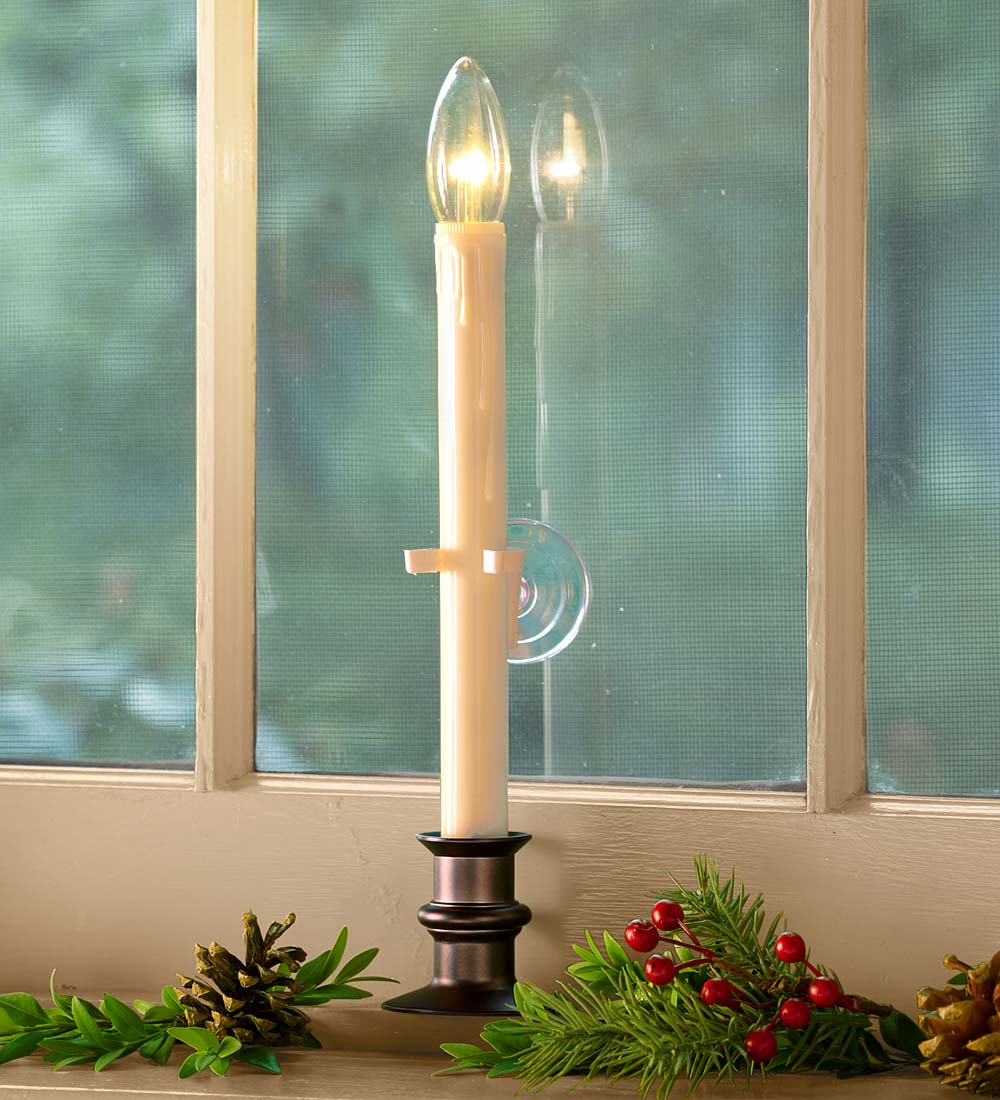 Suction Cup Window Candle with Timer and Outward-Facing Bulb