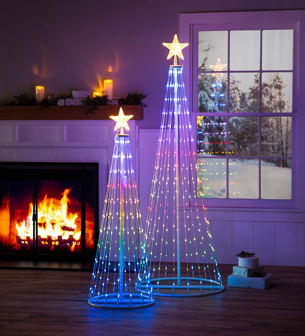 Indoor/Outdoor Christmas Cone With Multicolor Lights, 75"