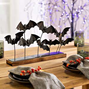 Handmade Halloween Bat Metal Centerpiece Accent