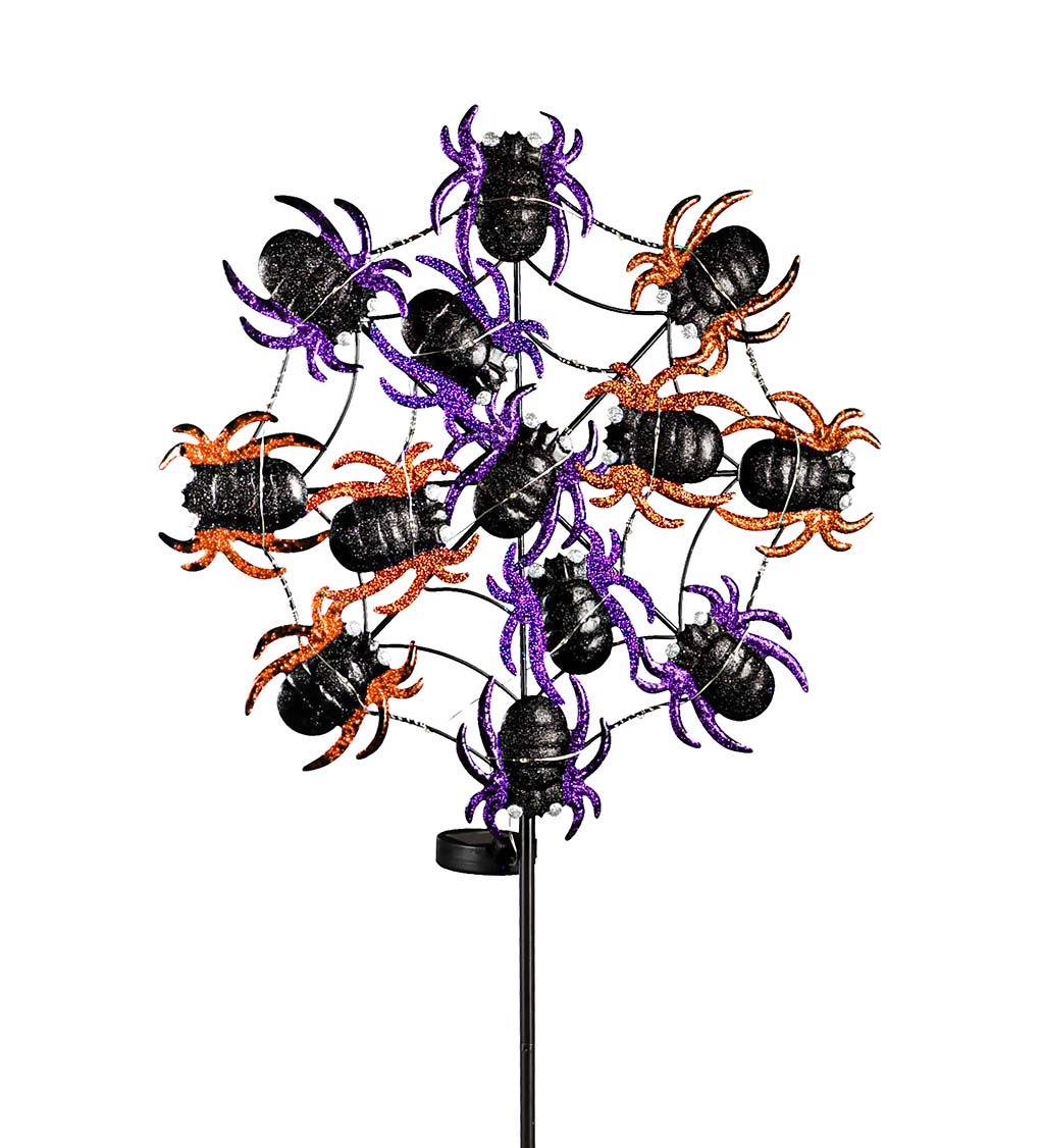 Web of Spiders Garden Stake with Solar Chasing Light Effect