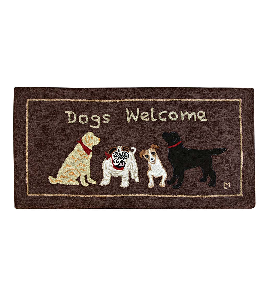Dogs Welcome Hand-Hooked Wool Accent Rug, 24" x 36"