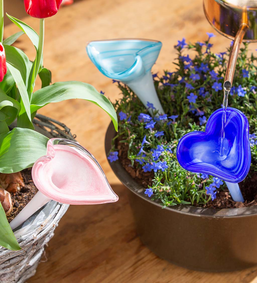 Art Glass Calla Lily Watering Globe, Set of 3