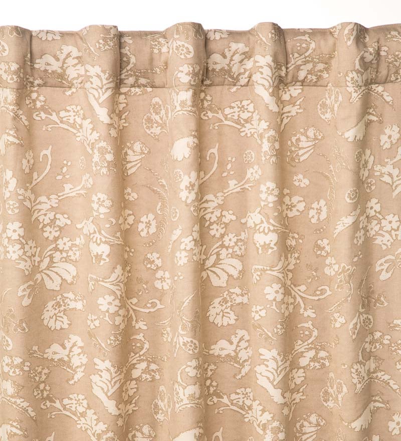 Homespun Insulated Floral Damask Short Panel with Rod Pocket