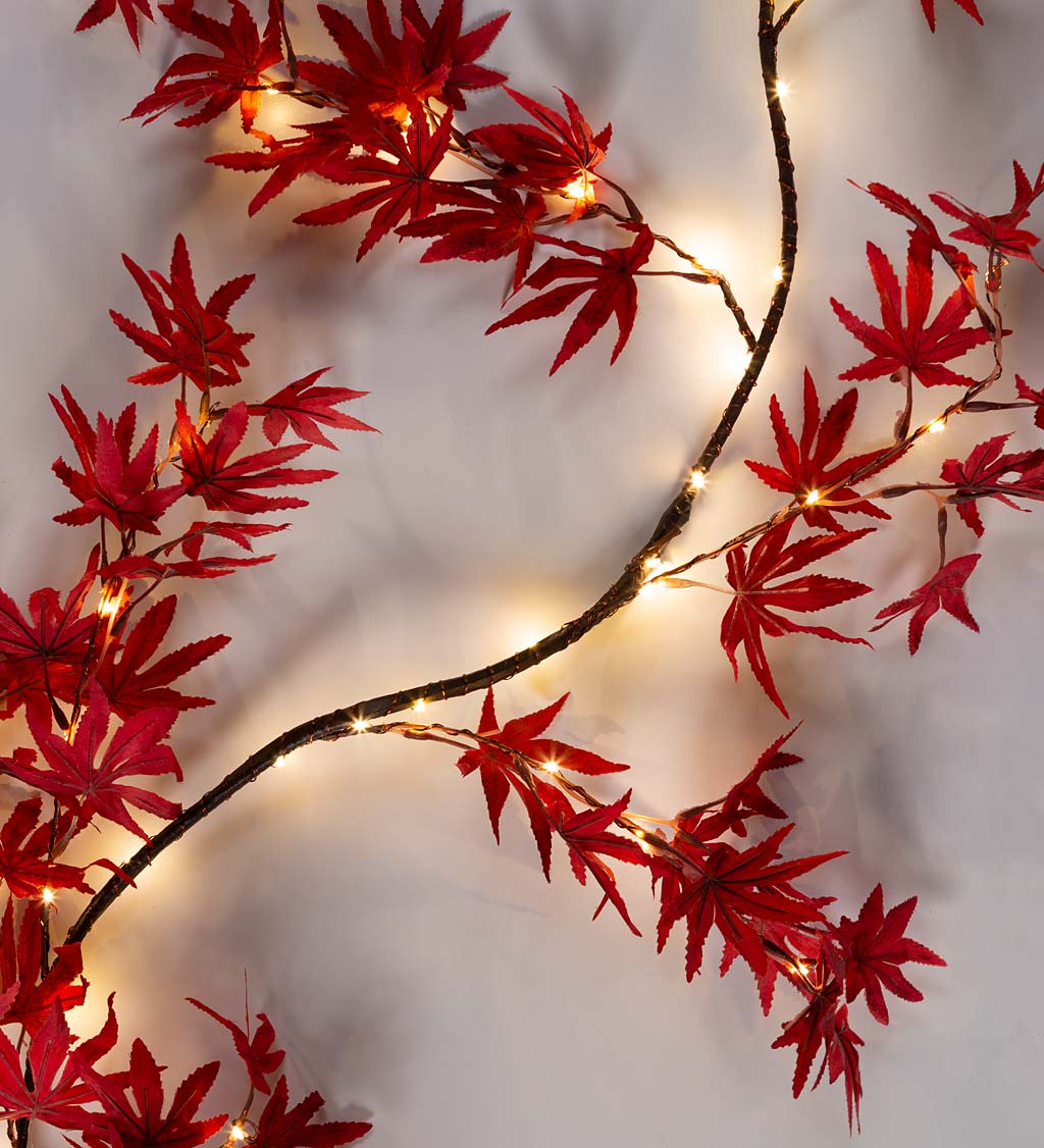 Indoor/Outdoor Lighted Japanese Maple Leaf Garland with 70 Lights