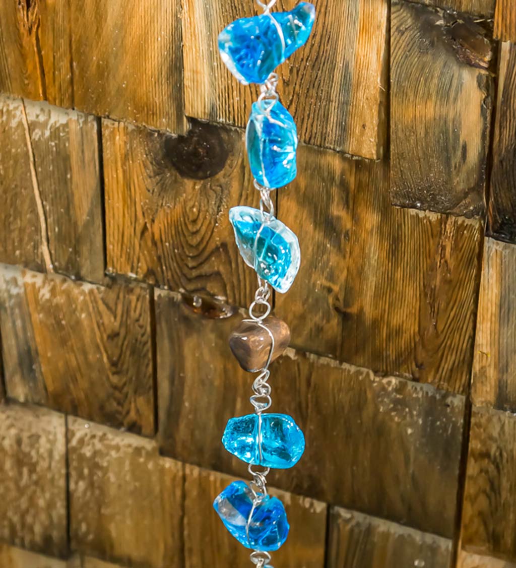 Blue Glass Rain Chain
