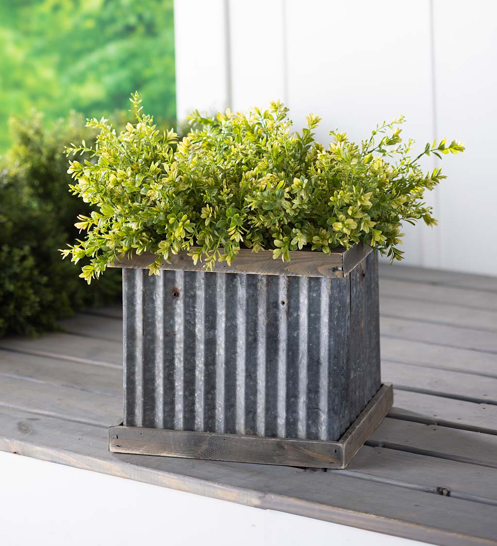 Corrugated Tin and Reclaimed Wood Vernon Planter