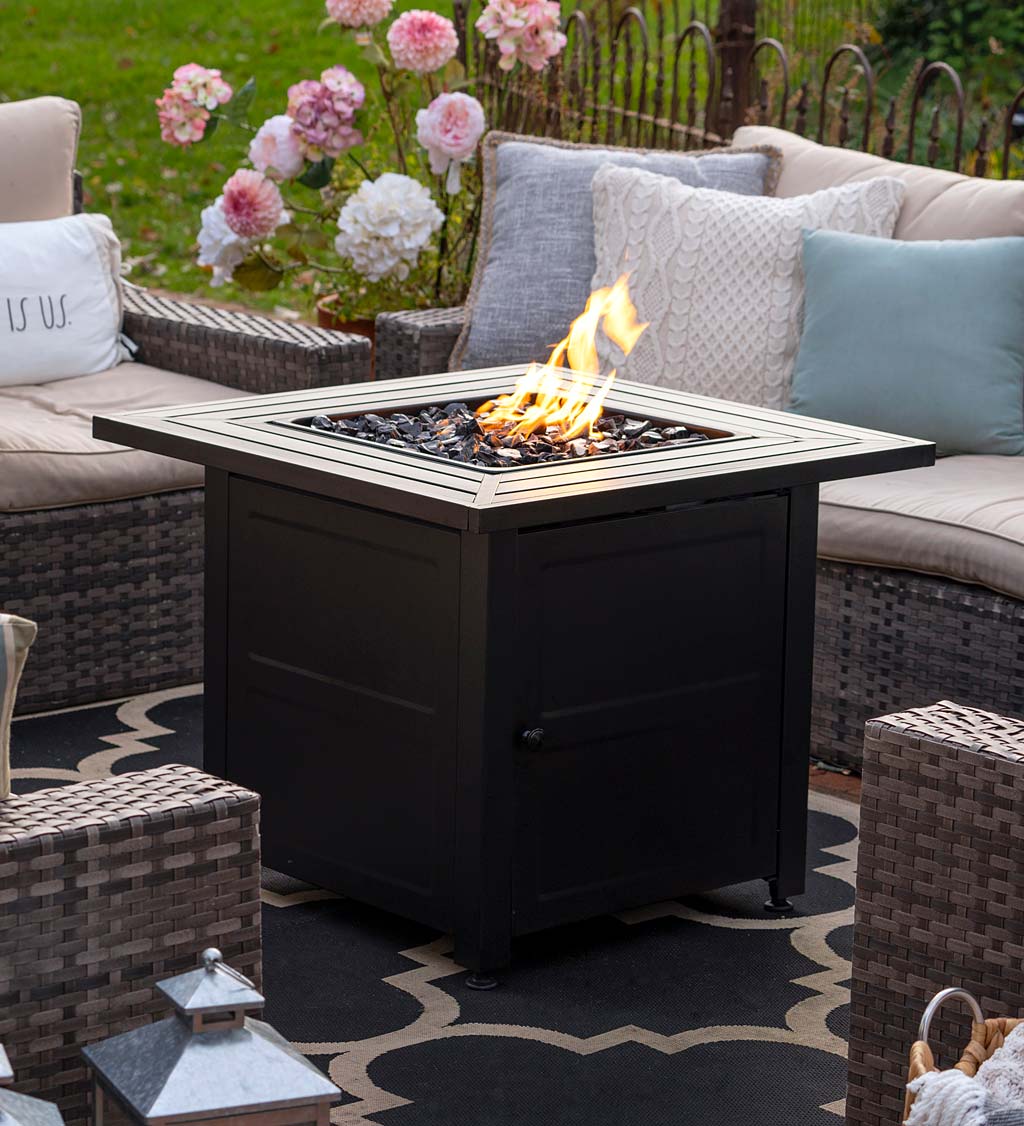 Gilbert Outdoor LP Gas Fire Pit with Steel Mantel