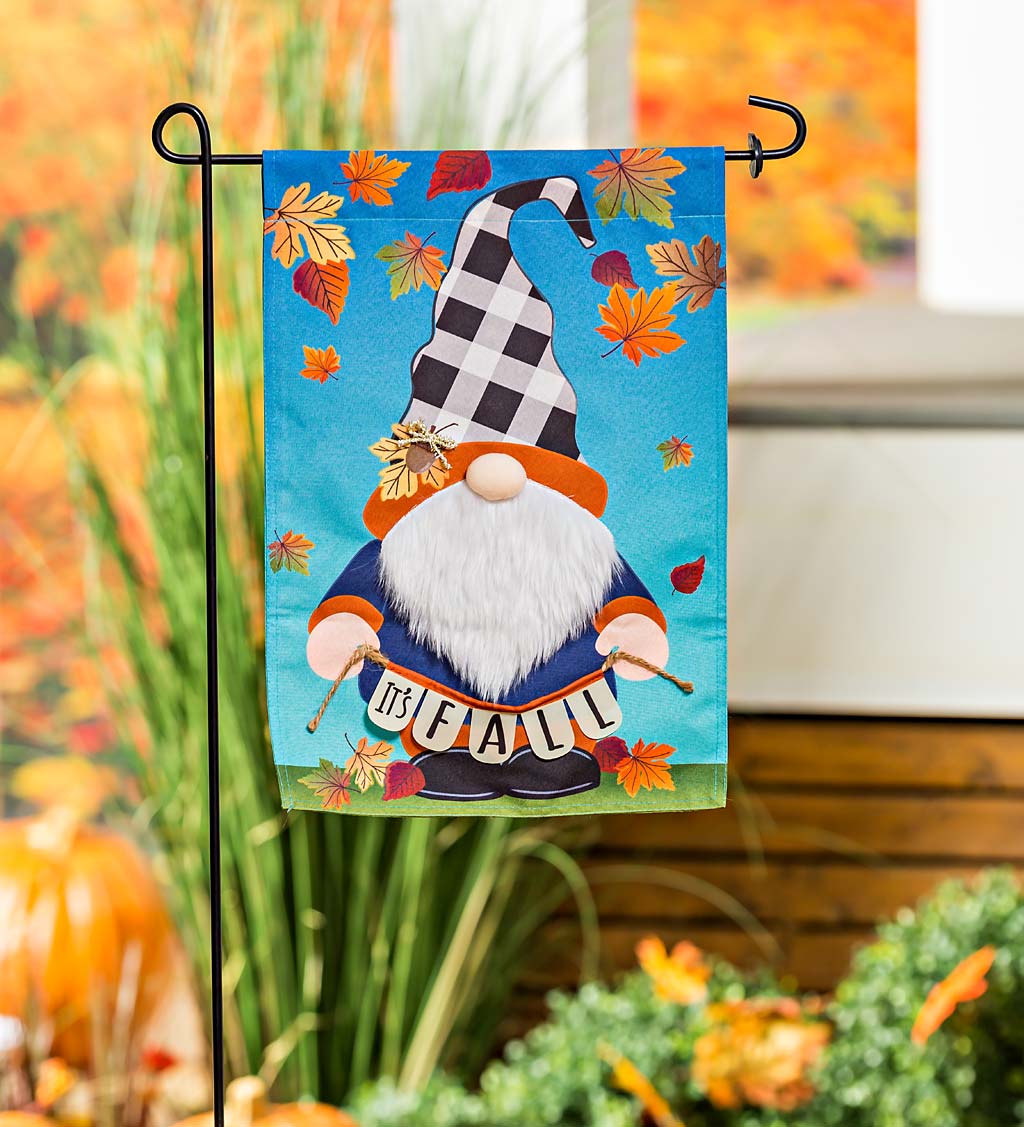 Fall Gnome Linen Garden Flag