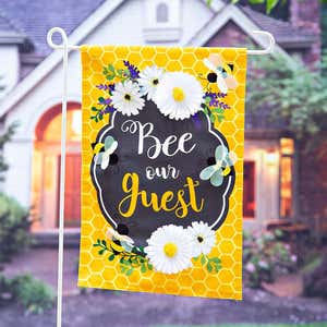 Bee Our Guest Linen Garden Flag