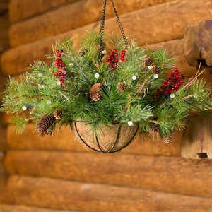 Indoor/Outdoor Blue Ridge Hanging Basket with Battery-Operated Dual-Function Lights