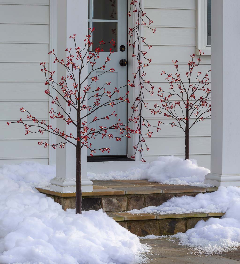 Indoor/Outdoor Electric Lighted Red Berry Tree