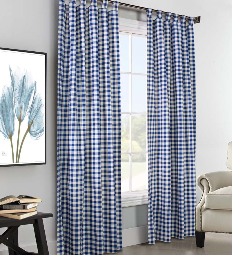 Thermalogic Check Tab-Top Double-Wide Curtain Pair, 84"L x 160"W