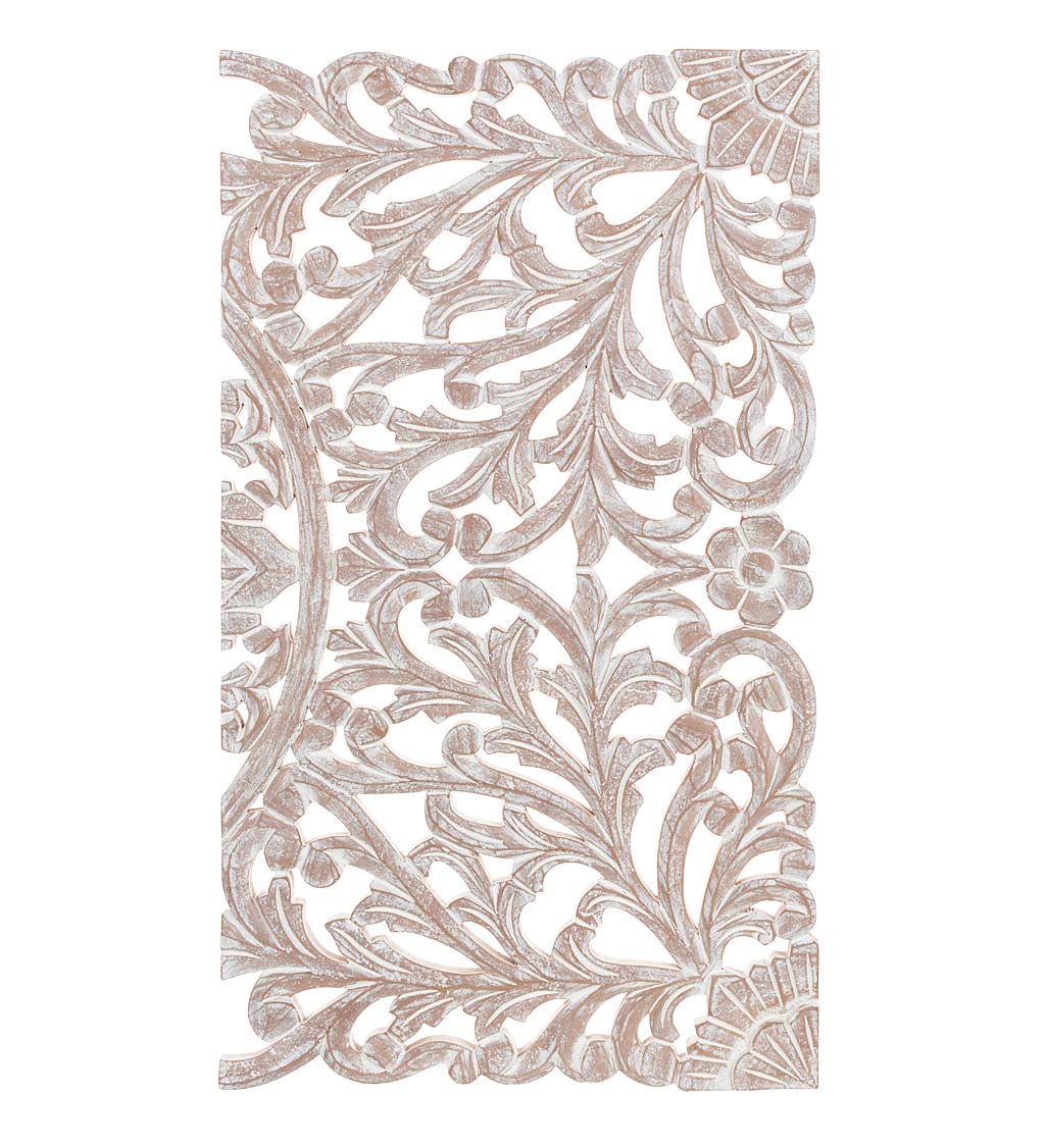 Three Panel White Washed Floral Wall Art