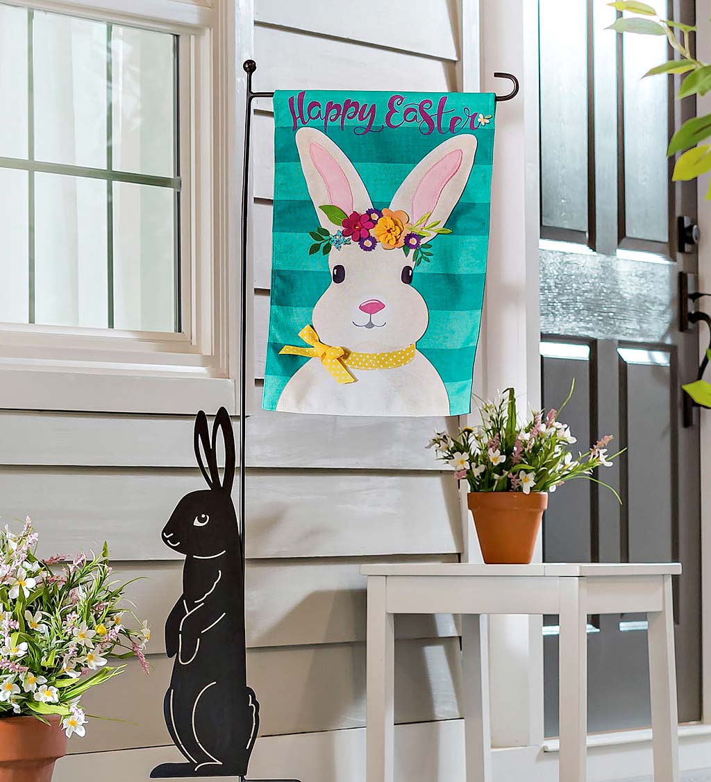 Easter Bunny Burlap Garden Flag